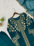 WEDDING SEASON WEAR BEAUTIFUL SEQUENCE EMBROIDERED WORKED TOP PLAZZO WITH DUPATTA