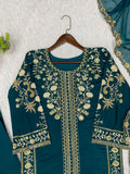 WEDDING SEASON WEAR BEAUTIFUL SEQUENCE EMBROIDERED WORKED TOP PLAZZO WITH DUPATTA