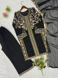 WEDDING SEASON WEAR BEAUTIFUL SEQUENCE EMBROIDERED WORKED TOP PLAZZO WITH DUPATTA