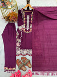 New Designer Party Wear Look Pure Satin Rayon Top & Bottom With Dupatta set