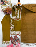 New Designer Party Wear Look Pure Satin Rayon Top & Bottom With Dupatta set