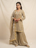 WEDDING SEASON WEAR BEAUTIFUL SEQUENCE EMBROIDERED WORKED TOP PLAZZO WITH DUPATTA