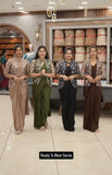 Chinnon Silk with Multi-Thread Embroidery Sequence Work Beautiful Saree