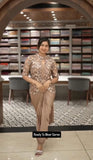 Chinnon Silk with Multi-Thread Embroidery Sequence Work Beautiful Saree