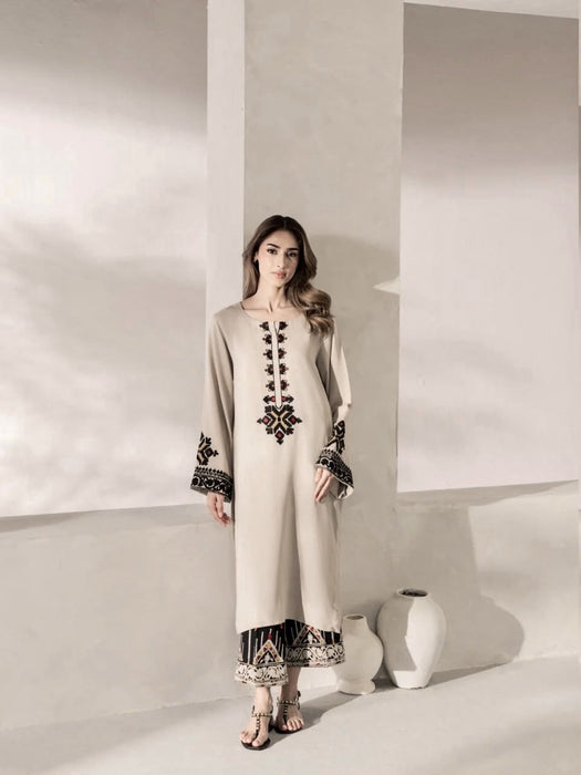 Rayon Satin Fabric with Thread work Beautiful Salwar Kameez