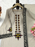 Rayon Satin Fabric with Thread work Beautiful Salwar Kameez