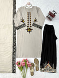 Rayon Satin Fabric with Thread work Beautiful Salwar Kameez