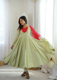 Beautiful Designer  Roman Silk Anarkali Suit With Embroidered Sequence With Real Mirror Work
