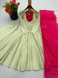 Beautiful Designer  Roman Silk Anarkali Suit With Embroidered Sequence With Real Mirror Work