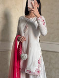 New Designer Party Wear Look Pure Natural Crep Silk Top & Plazzo With Dupatta set
