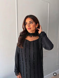 NEW  3 PIECES KURTI PLAZZO & DUPATTA WITH ORIGINAL BEADS CUT DANA WORK