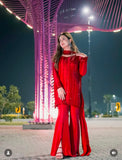 NEW  3 PIECES KURTI PLAZZO & DUPATTA WITH ORIGINAL BEADS CUT DANA WORK