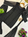 NEW  3 PIECES KURTI PLAZZO & DUPATTA WITH ORIGINAL BEADS CUT DANA WORK