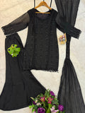 NEW  3 PIECES KURTI PLAZZO & DUPATTA WITH ORIGINAL BEADS CUT DANA WORK