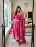 Pure Cinon Silk With Embroidery 5mm Sequences Work Beautiful Anarkali Salwar Kameez