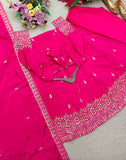 Pure Cinon Silk With Embroidery 5mm Sequences Work Beautiful Anarkali Salwar Kameez