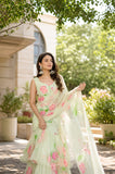 Soft Georgette with Digital Print Beautiful Lehenga Saree Style