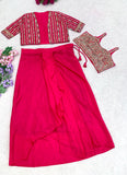 Hevay Chinon Silk with Embroidery multi Thread Cording Sequence Work Lehenga Blouse Koti Set