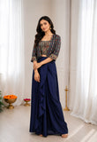 Hevay Chinon Silk with Embroidery multi Thread Cording Sequence Work Lehenga Blouse Koti Set
