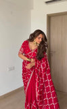 Fendy Silk with Intricate Thread With Sequence Work Beautiful Saree