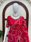 Fendy Silk with Intricate Thread With Sequence Work Beautiful Saree