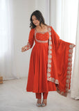 Elegant Embroidered Sequence Designer Anarkali Three Piece Set