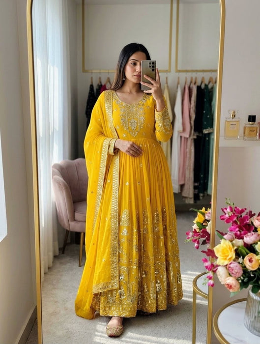 Pure Fox Georgette With Embroidery 5mm Sequences Work Anarkali Salwar Kameez