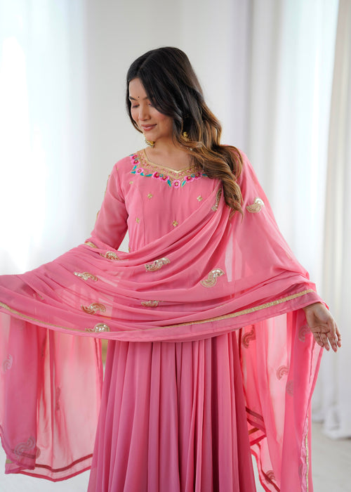 Faux Georgette With Embroidery Sequence work Beautiful Salwar Kameez