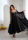 New Designer Faux Georgette With Embroidery Work Gown And Dupatta Set