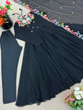New Designer Faux Georgette With Embroidery Work Gown And Dupatta Set