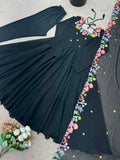 New Designer Faux Georgette With Embroidery Work Gown And Dupatta Set
