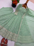 Fully Stitched & Ready to Wear Crunchy Silk With Embroidered Sequence work Salwar Kameez