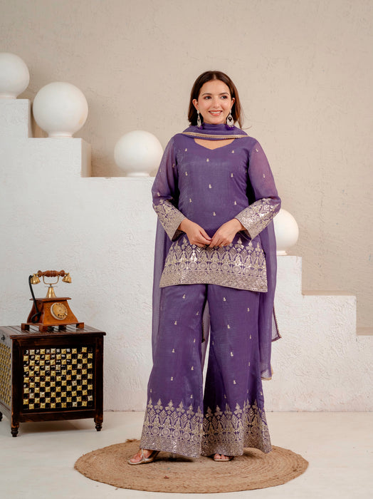 Heavy Crunchy Silk Material With 3mm Sequence Embroidery Work Salwar Kameez