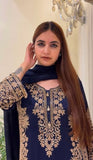 New Designer Party Wear Look Pure Heavy Faux Georgette Top Plazzo & Dupatta Set