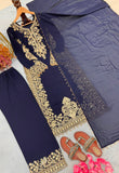 New Designer Party Wear Look Pure Heavy Faux Georgette Top Plazzo & Dupatta Set