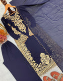New Designer Party Wear Look Pure Heavy Faux Georgette Top Plazzo & Dupatta Set