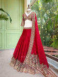 Chinon Fabric with Coding with Sequence work Fully Stitched Lehenga Choli