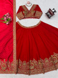 Chinon Fabric with Coding with Sequence work Fully Stitched Lehenga Choli