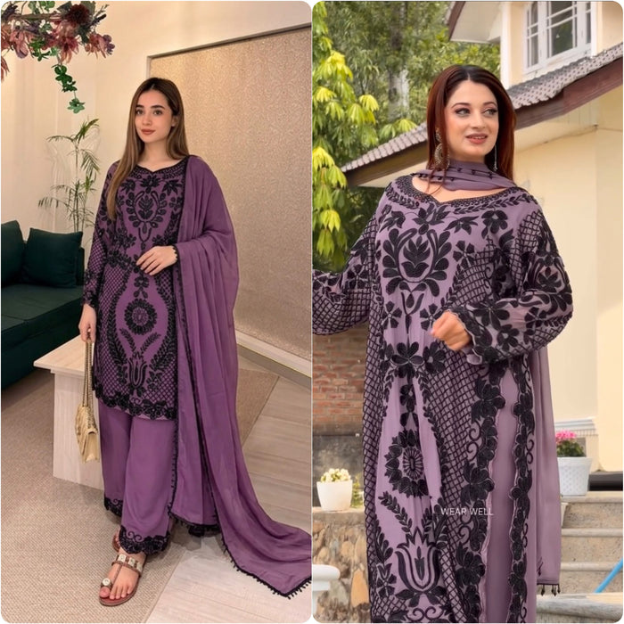 Heavy Faux Georgette With Chain Stitch Embroidery Sequence Work Salwar Kameez
