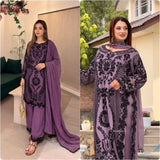 Heavy Faux Georgette With Chain Stitch Embroidery Sequence Work Salwar Kameez