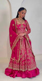 Simmer Silk with Heavy Embroidery Sequence Work With Sleeves Beautiful Top Lehenga Dupatta Set