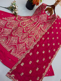 Simmer Silk with Heavy Embroidery Sequence Work With Sleeves Beautiful Top Lehenga Dupatta Set