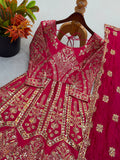 Simmer Silk with Heavy Embroidery Sequence Work With Sleeves Beautiful Top Lehenga Dupatta Set