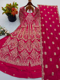 Simmer Silk with Heavy Embroidery Sequence Work With Sleeves Beautiful Top Lehenga Dupatta Set