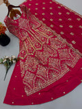 Simmer Silk with Heavy Embroidery Sequence Work With Sleeves Beautiful Top Lehenga Dupatta Set