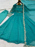 NEW FANCY EMBROIDERY SEQUENCE WITH CODING WORK ANARKALI GOWN-PENT WITH DUPATTA