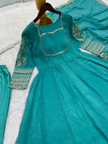 NEW FANCY EMBROIDERY SEQUENCE WITH CODING WORK ANARKALI GOWN-PENT WITH DUPATTA