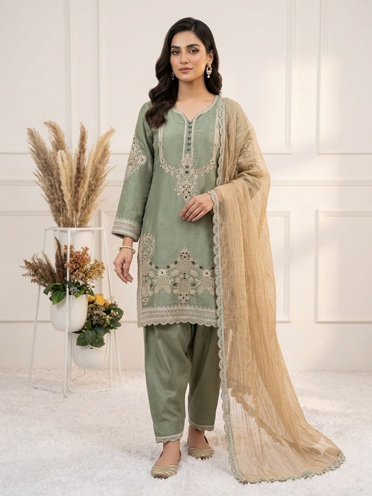 DEDESIGNER CORDING WITH SEQUENCE EMBROIDERED WORKED TOP SALWAAR WITH DUPATTA