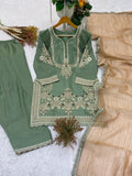 DEDESIGNER CORDING WITH SEQUENCE EMBROIDERED WORKED TOP SALWAAR WITH DUPATTA