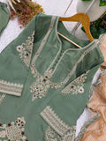 DEDESIGNER CORDING WITH SEQUENCE EMBROIDERED WORKED TOP SALWAAR WITH DUPATTA